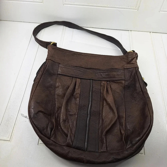 Sabina New York Genuine Leather Shoulder Hobo Brown Big Carry Bag Tote. - Picture 3 of 11